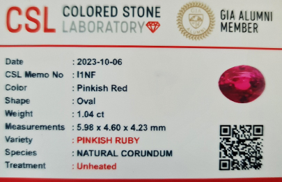 I1NF natural pinkish ruby gemstone