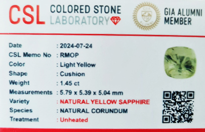 RMOP natural yellow sapphire