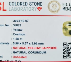 1.28 Carat Natural Yellow Sapphires Gemstone 3 3UG3 3