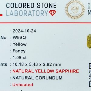 1.08 Carat Fancy Yellow Sapphire – Unheated Natural Gemstone 2 natural gemstones