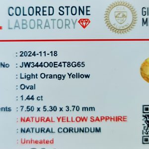 1.44 Ct Natural Yellow Sapphire | Ceylon Gem House 2 jw.65 c